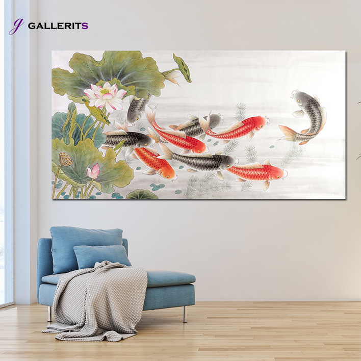 갤러리츠 잉어 물고기 그림 재물운 안방 침실 풍수지리 P180 복들어오는 구어도, 1개