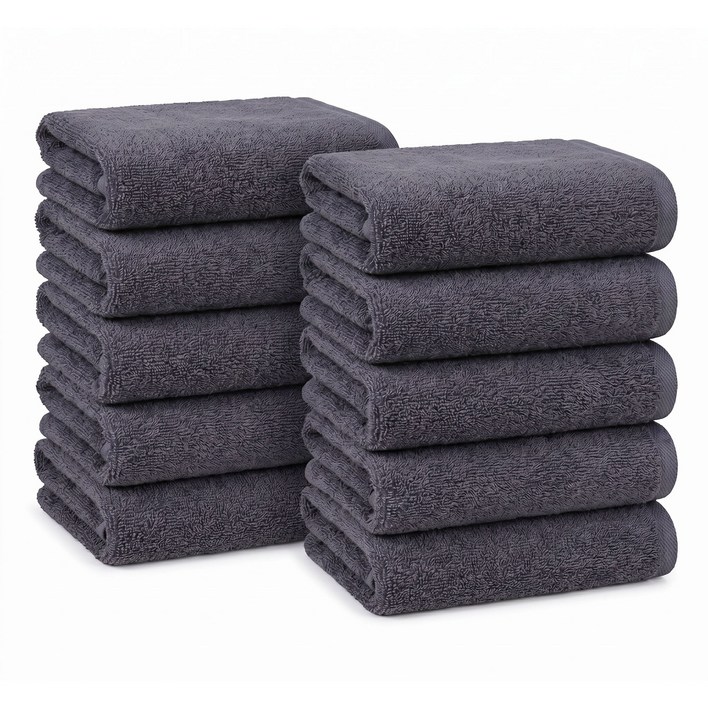 LUNOO 프리미엄 40수 면사 수건 오코텍스 인증을 받은 호텔 수건 무형광 세면 타올 집들이 선물 타월 수건 10장, 그레이, 10개