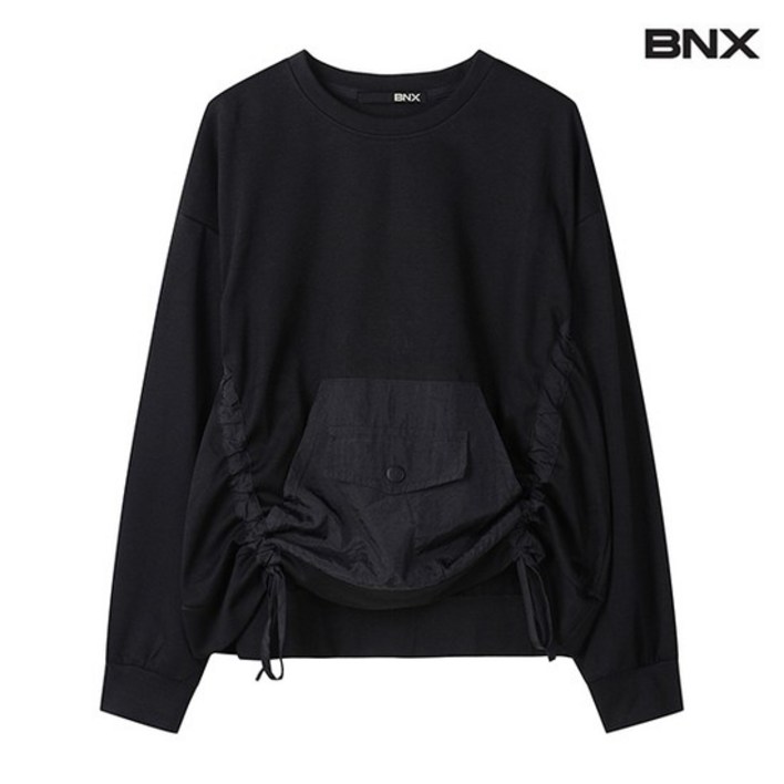 BNX 라운드 사이드 스트링 박스핏 티셔츠  BW3TS011L0