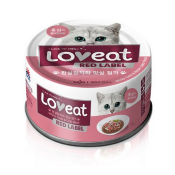 사조 러브잇 레드라벨 고양이 간식캔, 혼합맛흰살참치맛살, 160g, 6개