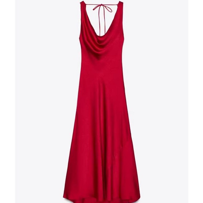 5H2235 자라봄신상 여자나시원피스 실크 브이넥 롱원피스 레드   2590987