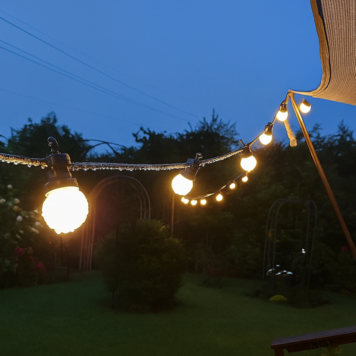 태양광 방수 파티라이트 오징어등 줄조명 스트링라이트 알전구 선셋라이팅, 전구색