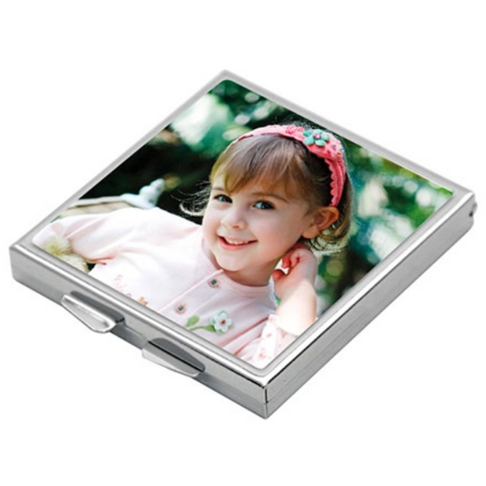 굿즈손거울 사각5.55.5cm열전사사진이미지, 1개, 은색