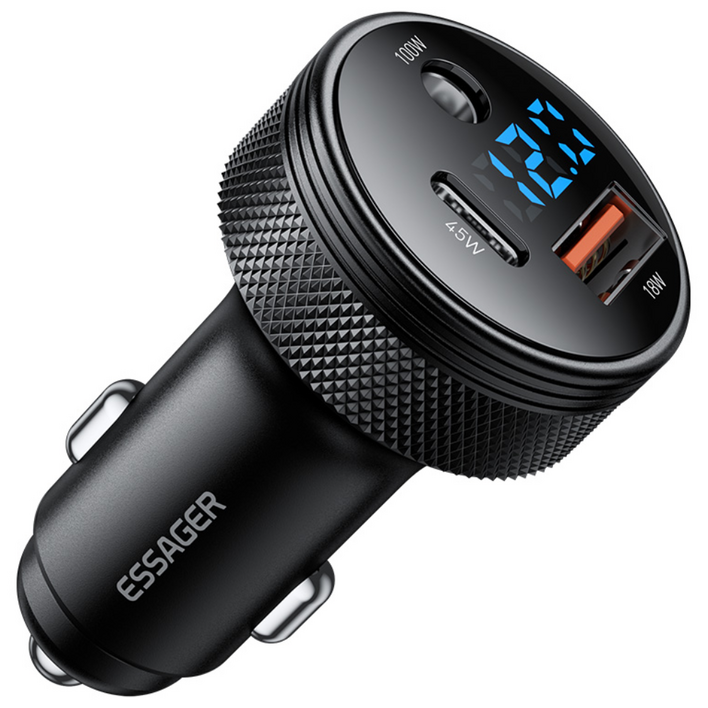 Essager DC 12V 100W USB AC포트 3포트 차량용 시거잭 자동차 초고속 충전기, 블랙, DCCA포트 Essager DC 12V 100W USB AC포트 3포트 차량용 시거잭 자동차 초고속 충전기, 블랙, DCCA포트