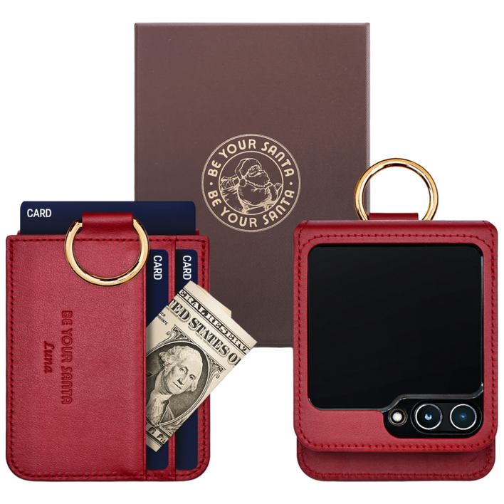 갤럭시 Z플립5 케이스 이태리 천연가죽 힌지보호 카드수납 링 지플립5 루나