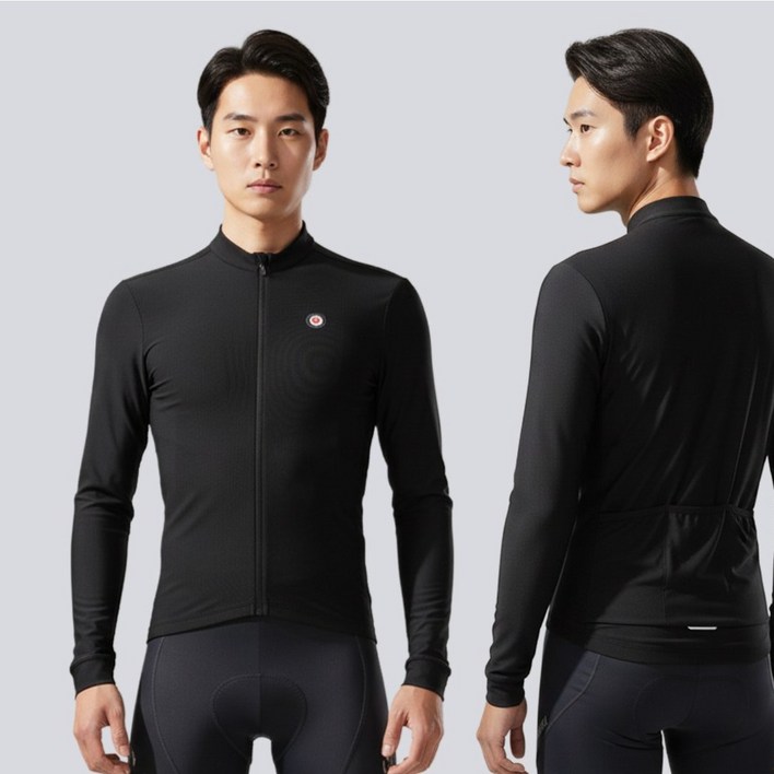 겨울 방풍 기모 자전거 저지 남성 보온 긴팔 라이딩웨어 RION 블랙 포켓형