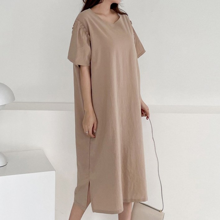 와일드펫 여성 린넨 마야 롱 원피스 루즈핏 등원룩 미디원피스