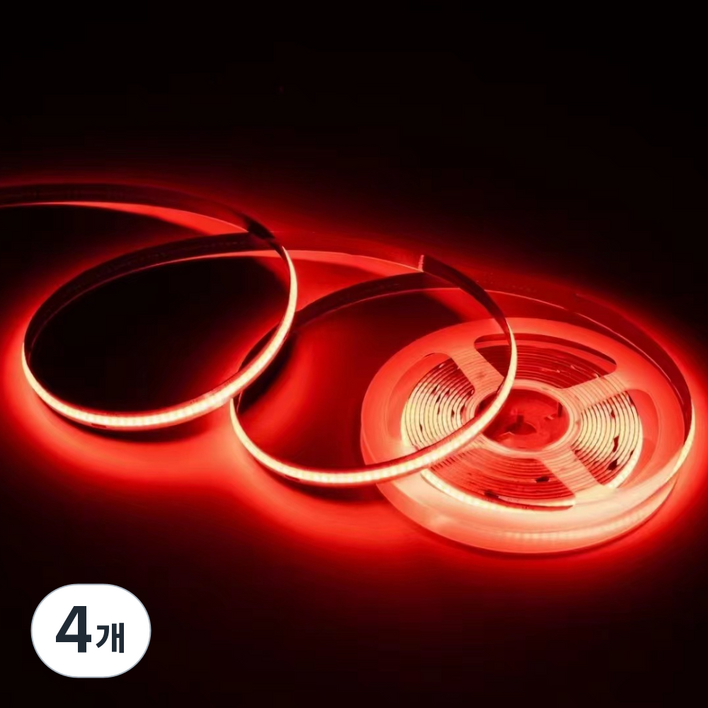 원그리드 USB COB LED 스트립 5m 잘라쓰는 줄조명 밝기조절, 4개, 레드