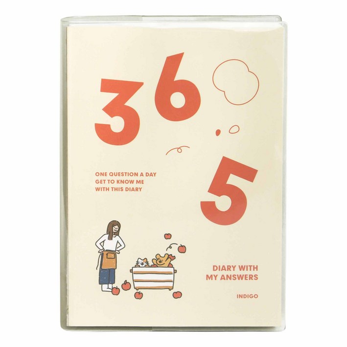 인디고 만년형 행복 질문 일기 365 Q&A 자문자답 데일리 다이어리, 크림, 1개