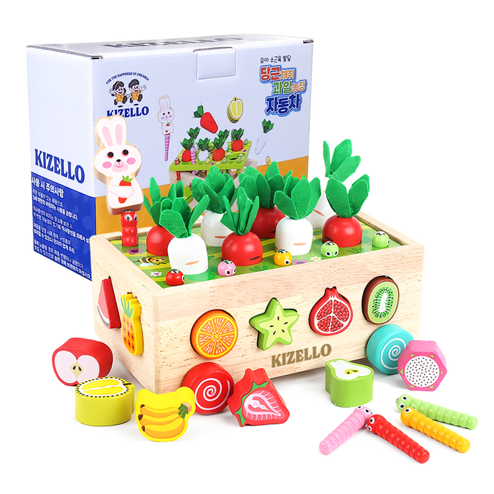 키젤로 유아 소근육 발달 당근채취 과일농장 자동차 도형끼우기