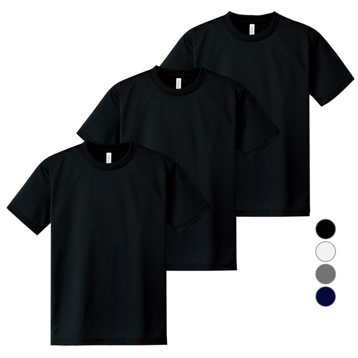 티팜 남녀공용 냉감 통기성 기능성 드라이쿨 라운드 반팔티셔츠 3p