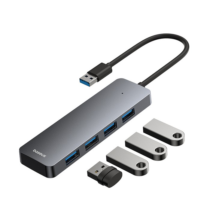 베이스어스 울트라조이 시리즈 4in1 USB 허브 라이트 15cm, 스페이스 그레이 베이스어스 울트라조이 시리즈 4in1 USB 허브 라이트 15cm, 스페이스 그레이