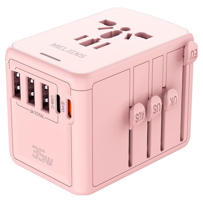 멜리언스 해외여행용 5포트 PD35W 초고속충전 멀티어댑터 핑크 ML-OL1, 1개