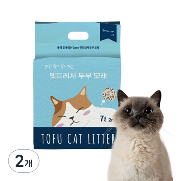 펫드레서 두부 모래 프리미엄, 7L, 2개, 무향