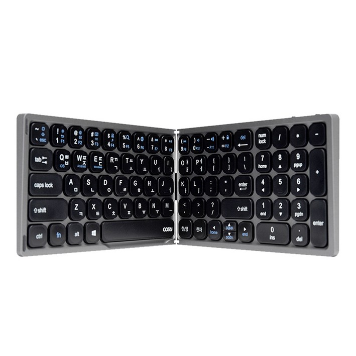 코시 휴대용 접이식 블루투스 무선키보드 + 키패드, 그레이, KB3486BT