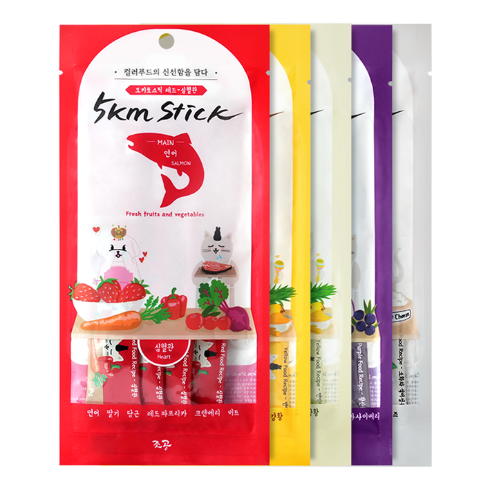 조공 반려동물 오키로스틱 간식 5팩, 혼합맛레드옐로우닭옐로우대구퍼플화이트, 280g, 1세트