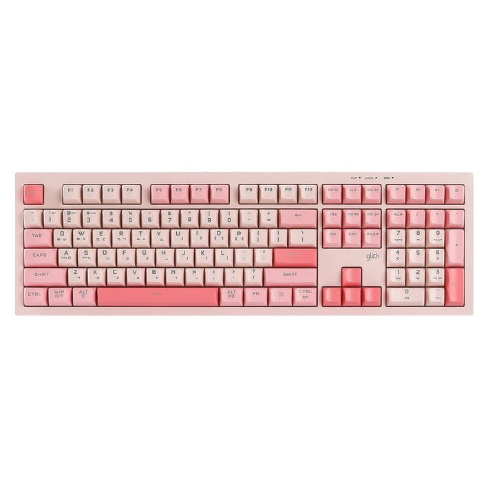 지클릭커 오피스프로 사일런스 M RGB 무소음 유무선 블루투스 108키 키보드, Pink RC1, WK50, 제조사축