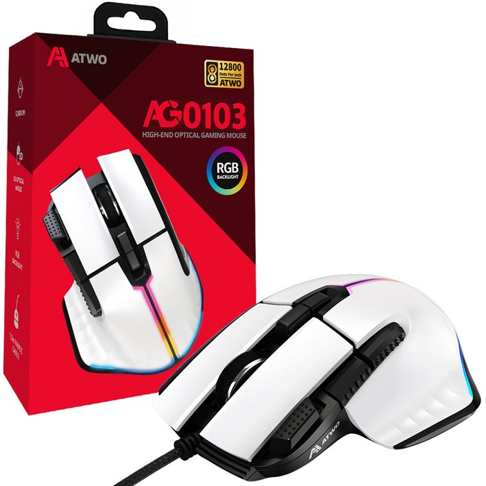 에이투 고감도 LED 유선 USB 게이밍 마우스 AG0103 에이투 고감도 LED 유선 USB 게이밍 마우스 AG0103