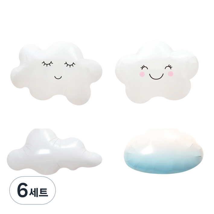 구름 풍선 4종 세트, 혼합색상, 6세트