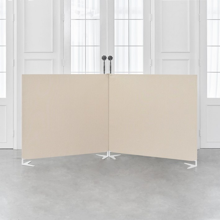까사마루 이브 스탠드형 가림막 파티션 2단 2400 x 25 x 1200 mm, 오트밀