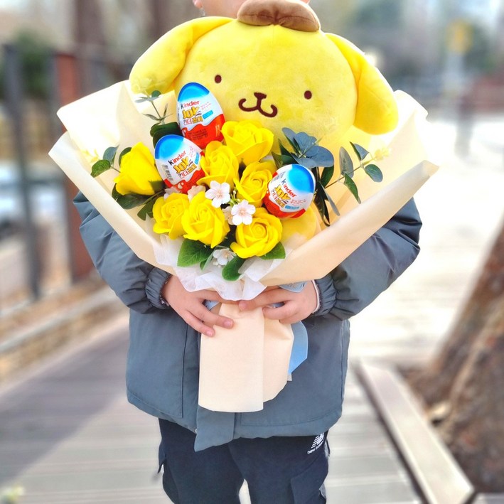 로맨틱앤 산리오 킨더조이 대형 인형꽃다발, 빅 폼폼푸린 옐로우, 1개 로맨틱앤 산리오 킨더조이 대형 인형꽃다발, 빅 폼폼푸린 옐로우, 1개