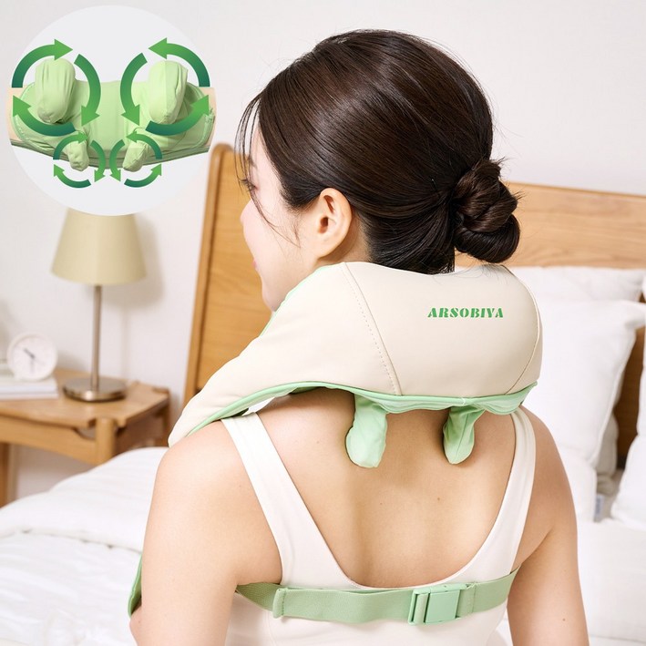 목 어깨마사지기 무선 온열 360도 회전 승모근 안마기