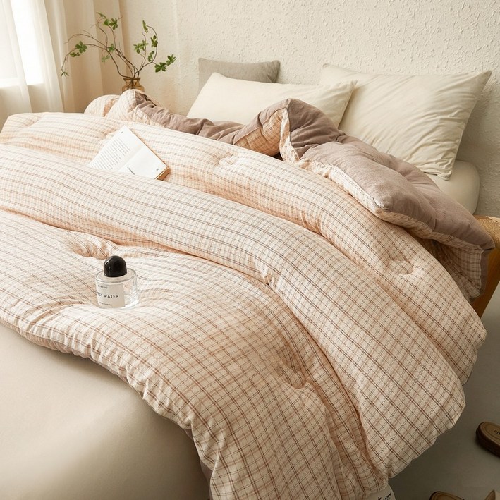 Paissu파이수 워싱 먼지없는 부드러운 체크 차렵이불