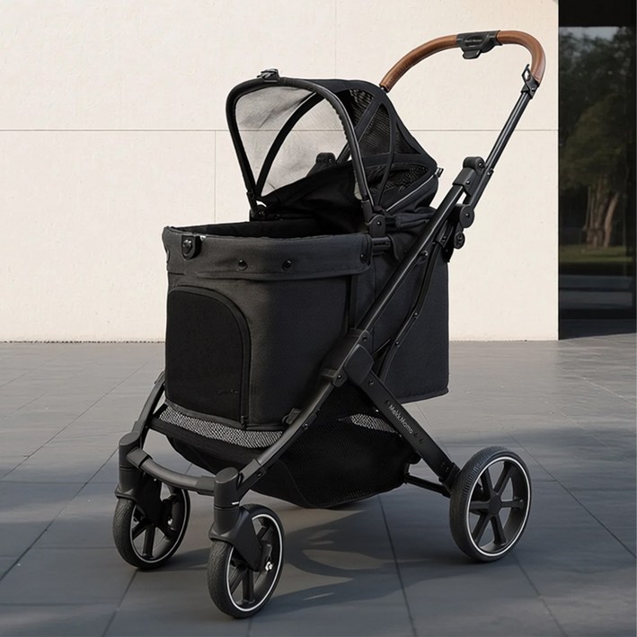 MekkMomo 강아지 유모차 고양이유모차 원터치 퀵폴딩 개모차 애완견유모차 애완유모차 22KG, 검은색, 1개