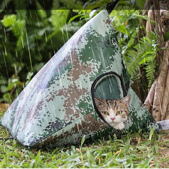 길고양이집 텐트 숨숨집 급식소 겨울집 방수 방풍 아늑한 하우스 4계절용 야외 위장 밀리터리, 1개