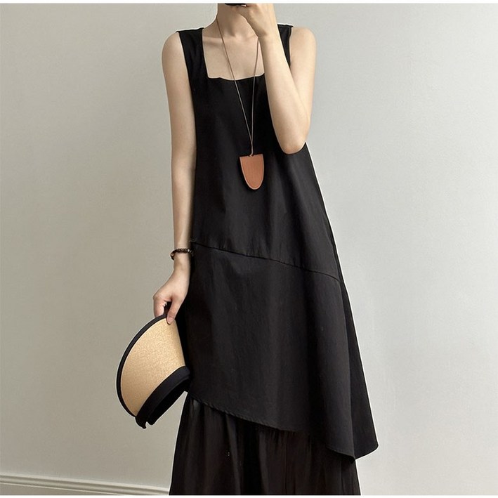 빛깃닥 원피스 여성 여름 레이어드 롱 원피스 스트랩 비치웨어 휴가룩