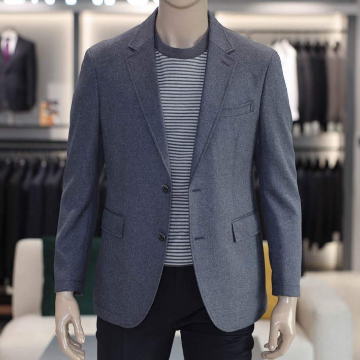 코오롱 브렌우드 간절기 봄 자켓 폴리 스판 콤비 네이비