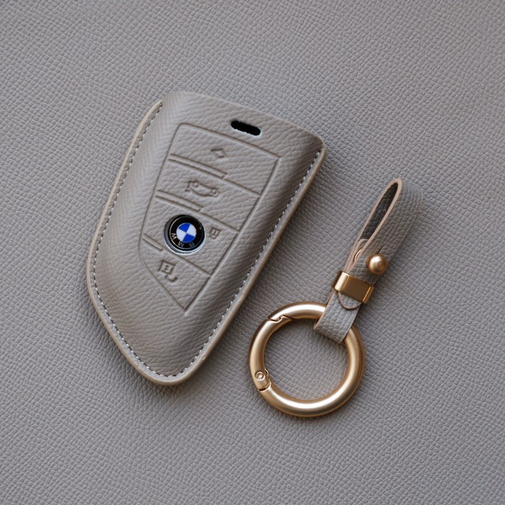 트니르 BMW 호환 스마트 키케이스 신형 천연 소가죽 맞춤 차키링 차키홀더 차량용품, 에토프그레이