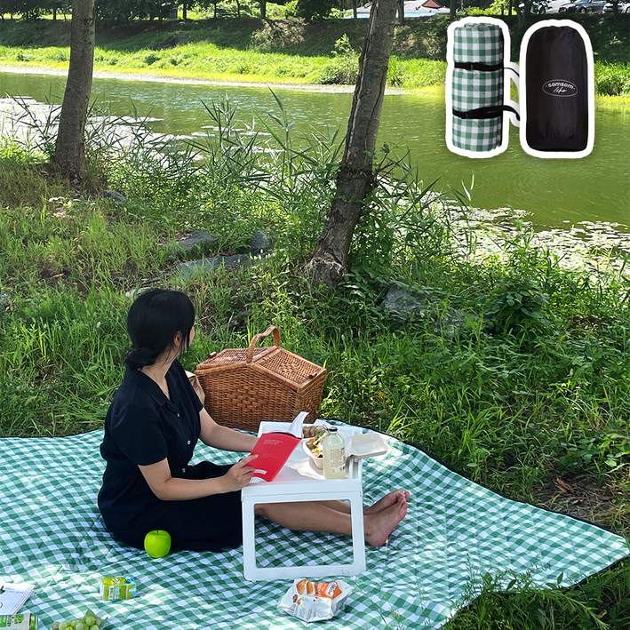 솜솜라이크 피크닉 매트 두꺼운 방수 돗자리, 프리미엄 그린