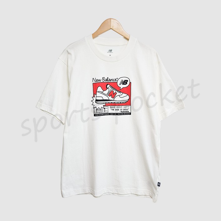 뉴발란스 NBNEEBS361 화이트 MT41593 UNI AD 그패픽 반팔티 (SEMI-OVER FIT) 남자 여자 공용 반팔 티셔츠