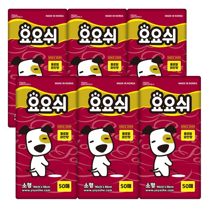 요요쉬 강아지 배변패드 플로랄와인향, 50개입, 6개