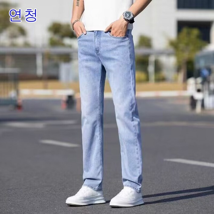 스트레이트 내츄럴 워싱 데일리 스판 일자 데님 남자청바지