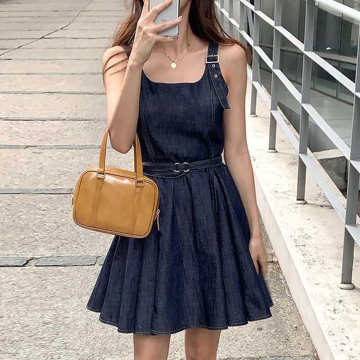 대박난박양 얇은 데님 미니 원피스