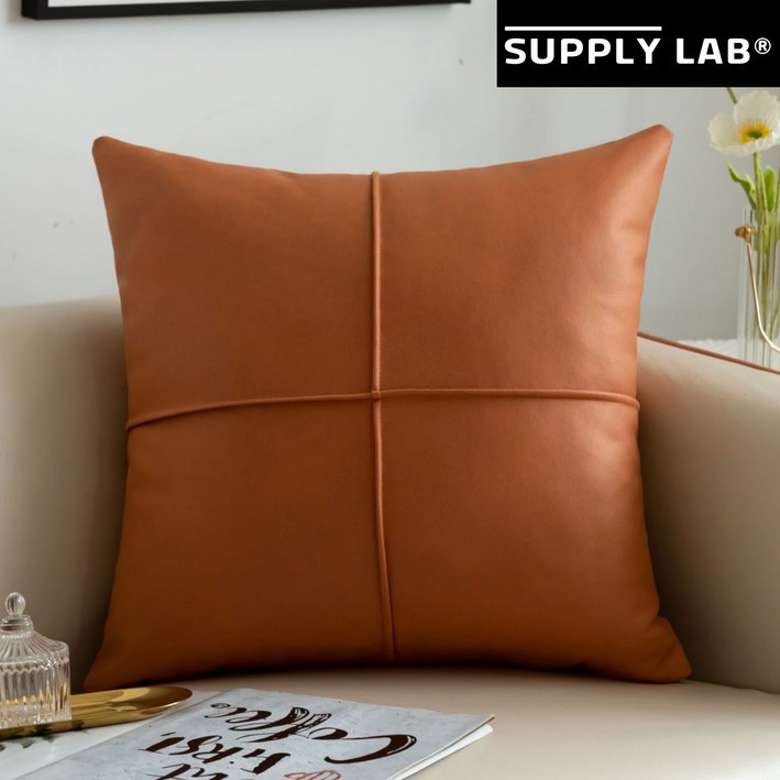 서플라이랩 북유럽 비건레더 가죽 쇼파쿠션 국산솜 포함, 옵션2. 클래식브라운