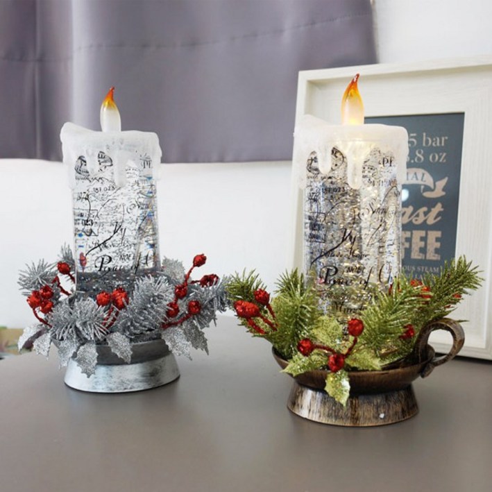크리스마스 클래식 트리 초 워터볼 오르골 촛불 LED무드등 장식 인테리어 소품 디자인 상품, 실버 20230515