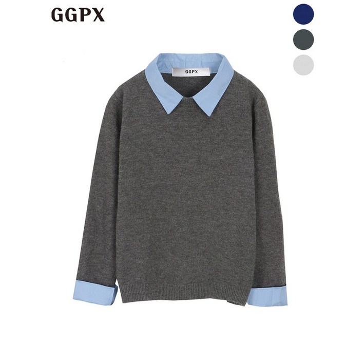 GGPX 배색 카라 포인트 니트 GO9KP010F GGPX 배색 카라 포인트 니트 GO9KP010F