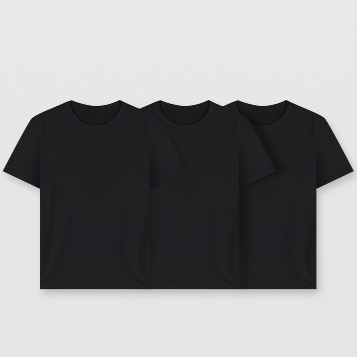 유니패밀리 남녀공용 통기성 순면 베이직 라운드 반팔 티셔츠 3매 세트