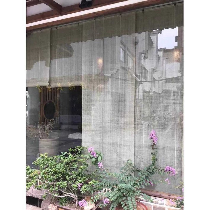 모시가리개 행거 가리개 모시 커튼 가림막 작은창 창문 150x50cm