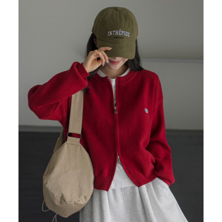 FRENCHCHIC 코스에그 자수 투웨이 니트집업 가디건 569907