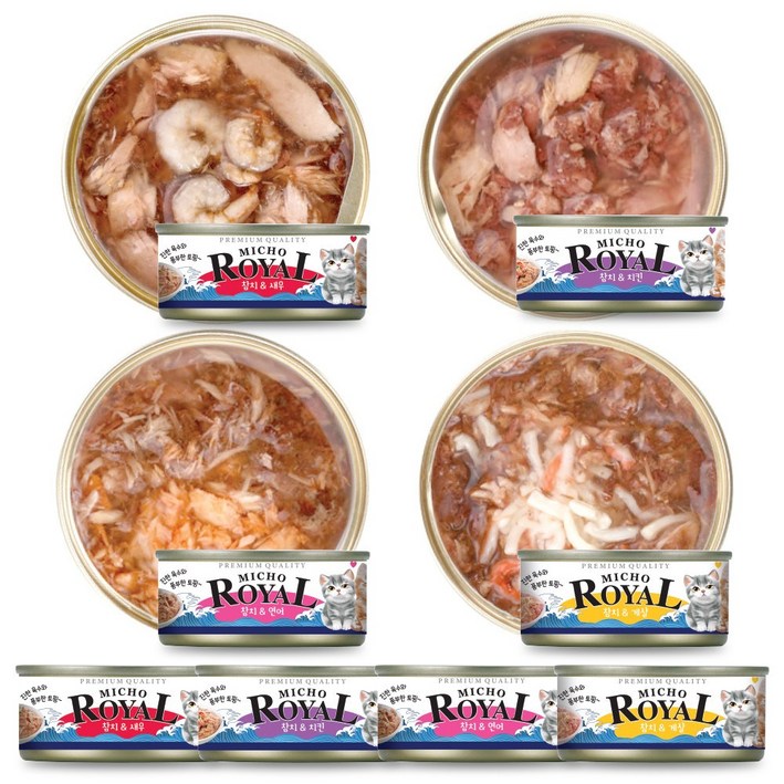 프리미엄 로얄 미쵸 캔 5종 콤보 170g x 12개입 고양이 간식 통조림, 12개, 170g