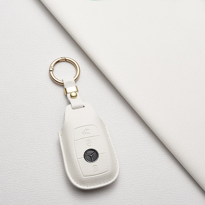 벤츠 키케이스 프리미엄 천연소가죽 전차종 호환 (C/E/S클래스/AMG 등), 벤츠/B 타입, 아이보리