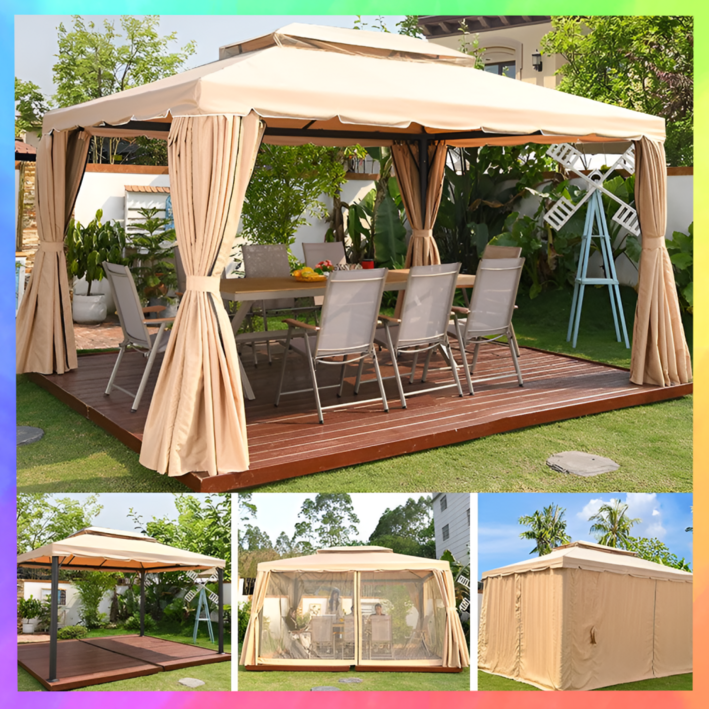 쉐도라 파라솔 캐노피 타프 대형 원두막 정자 야외 조립식 옥상 바베큐장 주택 천막 하우스, 양면