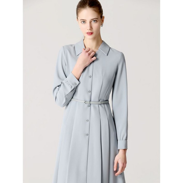 쉬즈미스 지적인 카라 V넥 벨티드 원피스 택가격 328000원