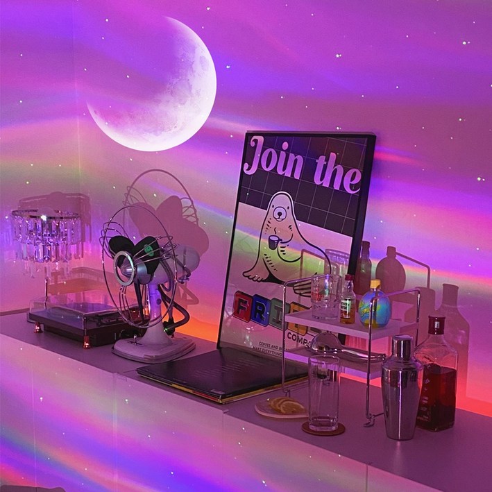 건전지 추가 증정 칼리아 엘루나 오로라 별 달 은하수 인테리어 무드등 블루투스 스피커 집들이선물 MS700, 단일색상