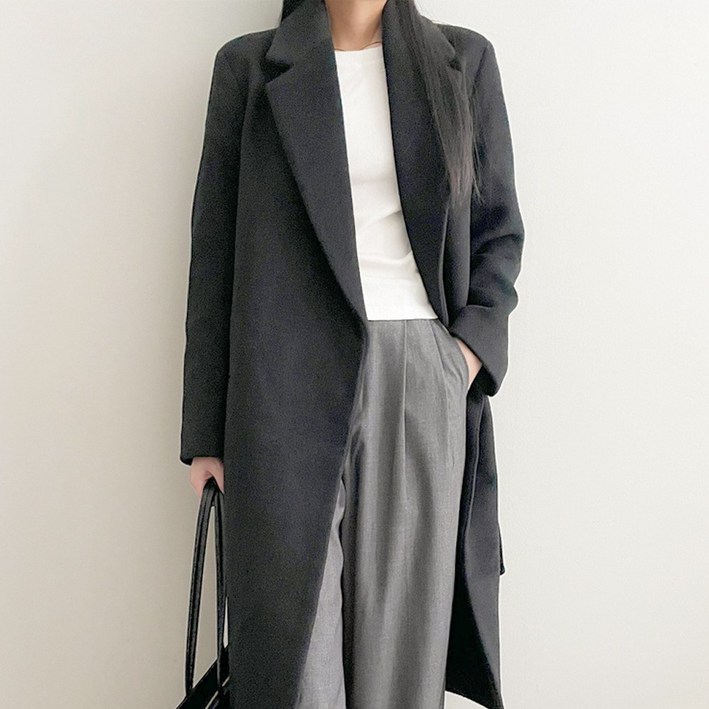 디아웃핏 여성 고급 울 롱 코트 베티 루즈핏 오버핏 싱글 겨울
