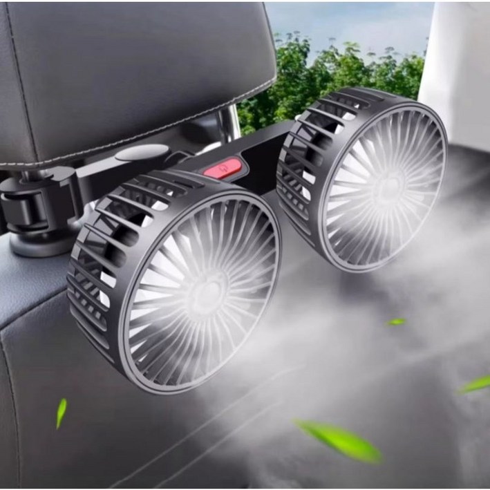 최대 바람 / 3단 풍속 차량용 듀얼 선풍기 / 360도 회전 / 넥쿨러 겸용 / 여름 필수템 냉각 쿨링 팬